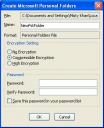 Create Microsoft Personal Folders Window